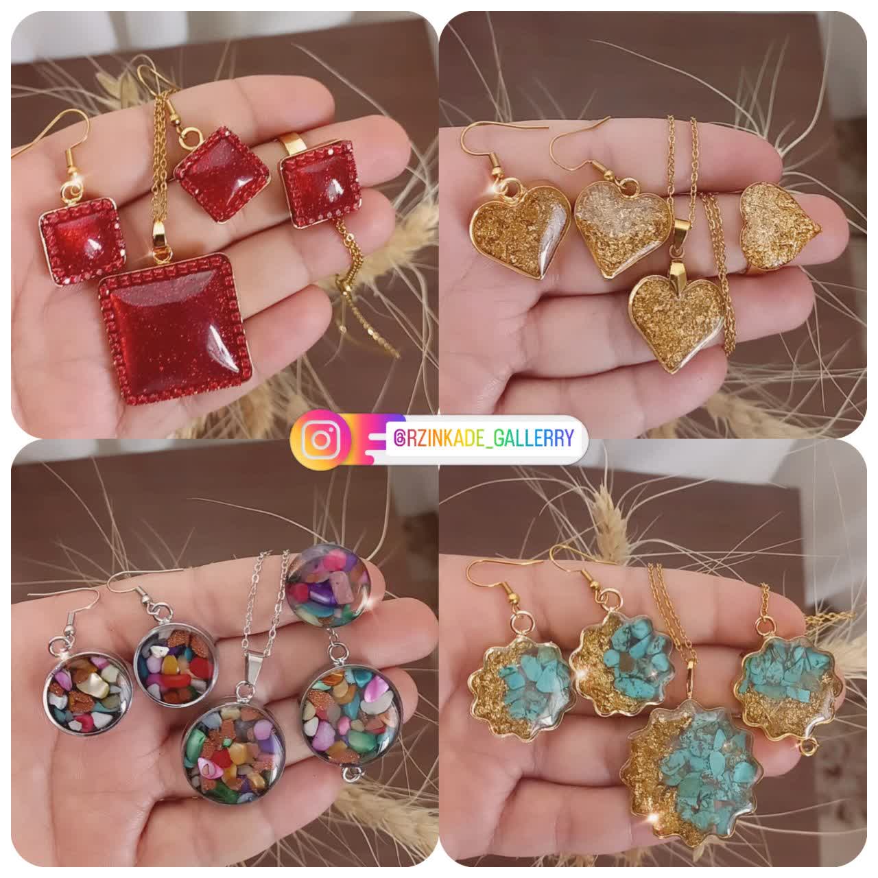 نیم ست گردنبند و گوشواره رزین